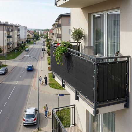 Osłona balkonowa, zacieniająca 95% 100x300 cm mata na balkon, maskująca, antracytowa