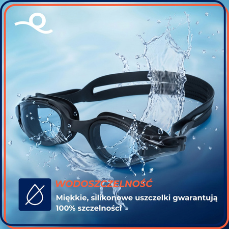 Okulary pływackie anti-fog, UV okularki do pływania na basen zestaw gogle etui zatyczki