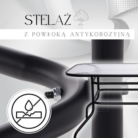 Zestaw mebli ogrodowych stół ze szkłem hartowanym 4 krzesła metalowe na taras, czarne