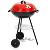 Grill węglowy okrągły, ruszt 41 cm zamykany grill ogrodowy z pokrywą czarno-czerwony