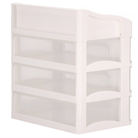 Szkatułka na biżuterię i kosmetyki 31x26,5x19,5 cm organizer z przegródkami mleczny