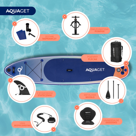 SUP 350 cm zestaw deska pompowana stand up paddleboard do pływania z siedziskiem, akcesoria