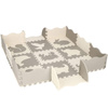 Mata piankowa 120x120 cm zwierzątka puzzle dla dzieci pianka EVA szaro-beżowa