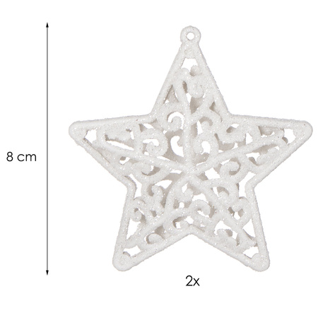 Zawieszki choinkowe białe gwiazdki na choinkę 8 cm 2 szt.