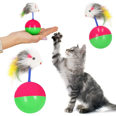 Zabawka dla kota kula z myszką, piłka dla kota