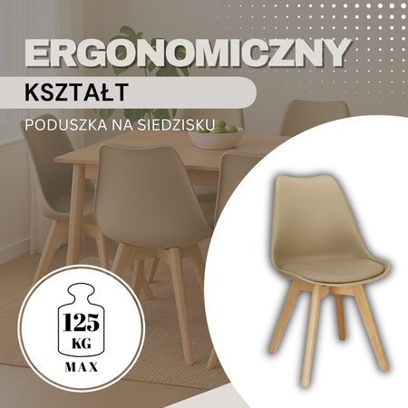 Krzesło Verde do jadalni, kuchni skandynawskie beżowe