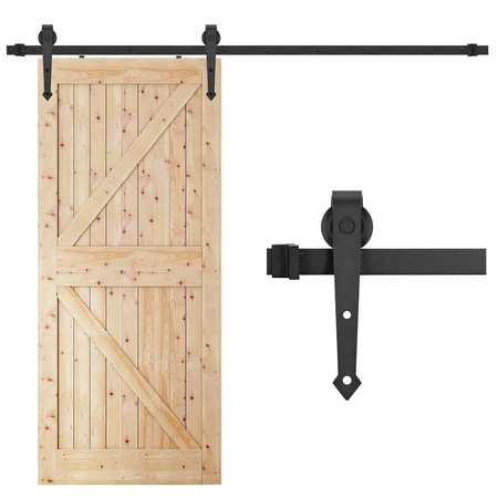 System drzwi przesuwnych 200 cm barn door, prowadnica z ozdobnymi okuciami do 100 kg czarny