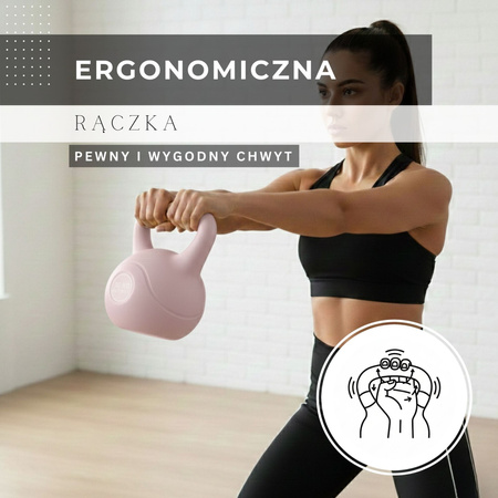 Kettlebell do ćwiczeń 10 kg hantla, odważnik treningowy ABS kula różowa