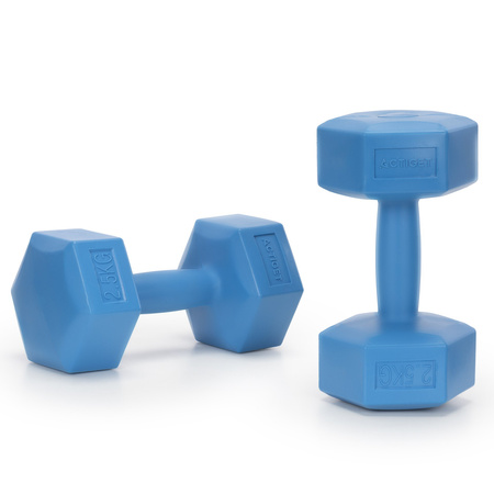 Hantle 2x2,5kg hexagonalne do ćwiczeń fitness ciężarki zestaw 2 szt. niebieskie