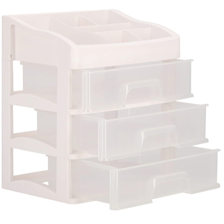 Szkatułka na biżuterię i kosmetyki 31x26,5x19,5 cm organizer z przegródkami mleczny