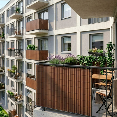 Osłona PVC maskująca 500x100 cm mata na balkon, taras, ogrodzenie, brązowa