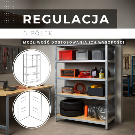 Regał metalowy magazynowy 5 półek 180x90x40cm 875kg do piwnicy, garażu