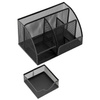 Przybornik biurkowy metalowy z szufladką, organizer 22x14x13 cm pojemnik 6 komór