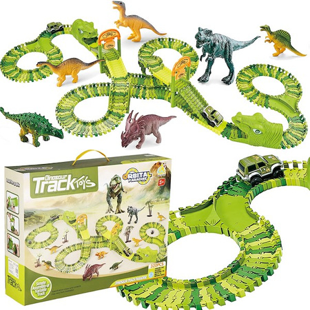 Tor wyścigowy dla dzieci park dinozaurów 320 elementów z figurkami dinozaurow