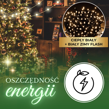 Lampki choinkowe 41,5 m biały ciepły, flash biały zimny 500 led oświetlenie świąteczne IP44
