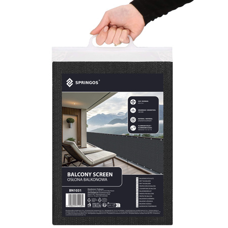 Osłona balkonowa, maskująca 0,9x5m mata na balkon zacieniająca 95% antracytowa