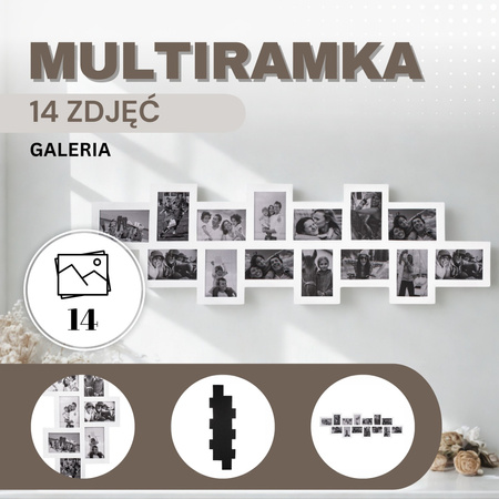 Ramka na zdjęcia 14 zdjęć multiramka 10x15 biała