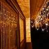Kurtyna świetlna 500 led girlanda, lampki wewnętrzno-zewnętrzne 24 m sople biały ciepły + flash