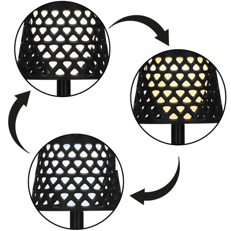 Lampa ogrodowa solarna LED 5w1 ażurowy kinkiet z 3 trybami świecenia czarny