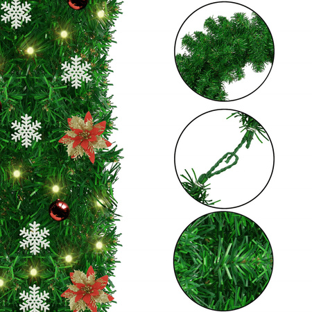 Girlanda choinkowa 300 cm z lampkami 50 LED multikolor, łańcuch na świąteczny, zielony