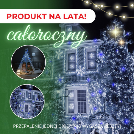 Lampki choinkowe 41,5 m zimny biały+ niebieski flash 500 led oświetlenie świąteczne IP44