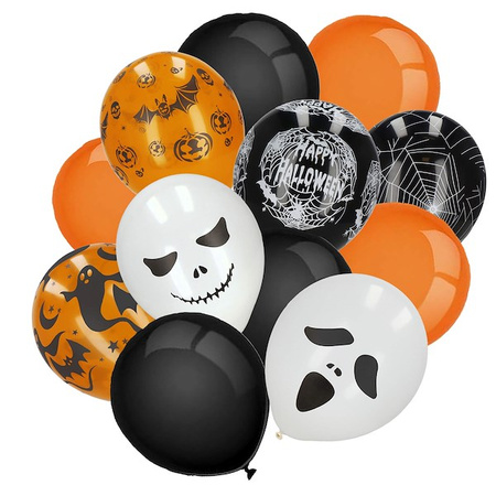 Ozdoby na Halloween balony zestaw dekoracji duch dynia czarny kot 14 el.