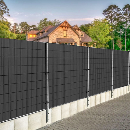 Taśma ogrodzeniowa PVC 35m x 19 cm 450 g/m2 z klipsami mocującymi 20 szt. antracyt