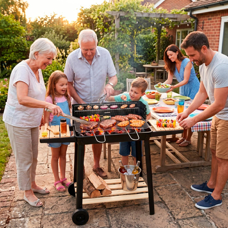 Grill węglowy z regulacją wysokości, grill ogrodowy z widelcami i rusztem, przenośny