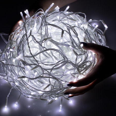 Kurtyna świetlna 500 led girlanda, lampki wewnętrzno-zewnętrzne sople zimny biały