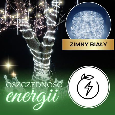 Wąż świetlny 20m biały zimny 480 Led z programatorem IP44