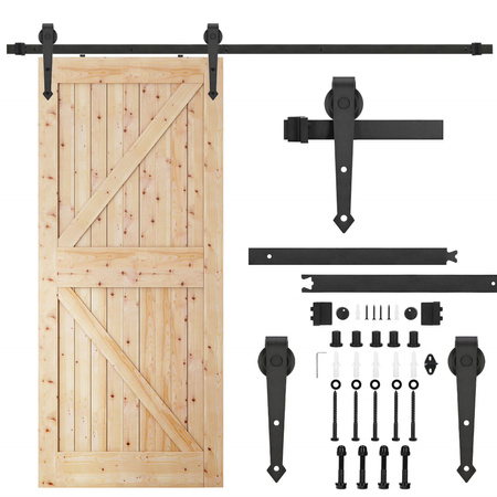 System drzwi przesuwnych 200 cm barn door, prowadnica z ozdobnymi okuciami do 100 kg czarny