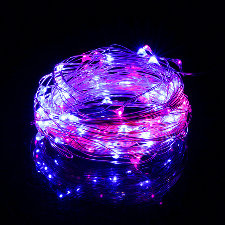 Lampki choinkowe 100 LED różowy+niebieski