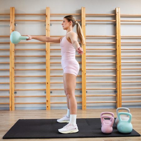 Kettlebell miękki 8 kg ciężar do ćwiczeń, kula treningowa, fitness, turkusowy
