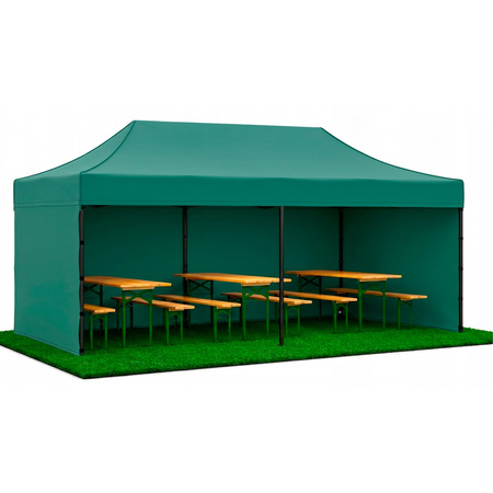 Pawilon handlowy 3x6 m namiot handlowy ekspresowy na imprezy, targ, catering, zielony
