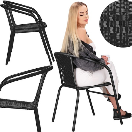 Krzesła ogrodowe 2 szt. na taras metalowe czarne zestaw
