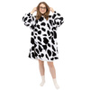 Bluza koc damska 2w1 kocobluza z kapturem ciepła oversize szlafrok futrzak czarno-biała