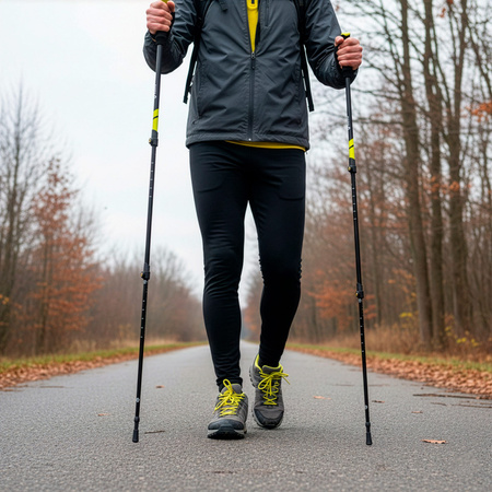 Kijki do chodzenia, nordic walking, trekkingowe, składane z regulacją wysokości, trzema nakładkami