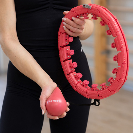 Hula hop cardio, fitness składane z obciążeniem i wypustkami masującymi, czerwone