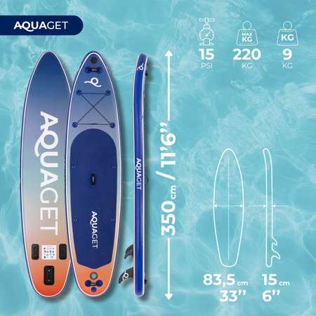 SUP 350 cm zestaw deska pompowana stand up paddleboard do pływania z siedziskiem, akcesoria