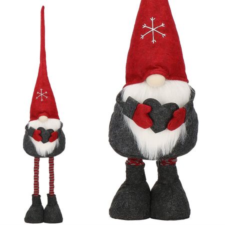 Skrzat świąteczny 60-80 cm, krasnal z serduszkiem, teleskopowe nóżki, gnom