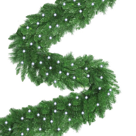 Girlanda choinkowa 280cm z lampkami 100 LED biały zimny, łańcuch na świąteczny, zielony