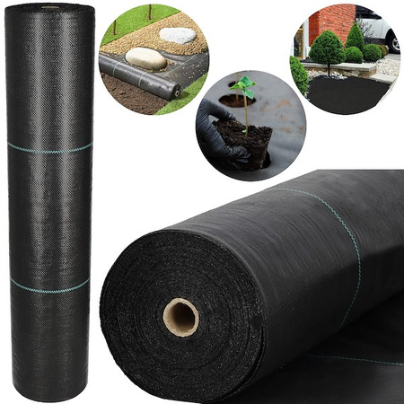 Agrowłóknina antychwastowa agrotkanina 90g czarna mata 1,6x10 m gruba