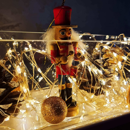 Lampki choinkowe 30 LED druciki mikro na baterie biały ciepły