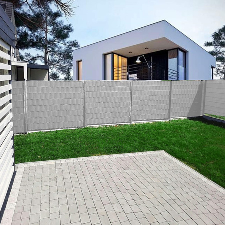 Taśma ogrodzeniowa PVC 4,75x35m 450 g/m2 z klipsami mocującymi 20 szt. szary