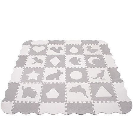 Mata edukacyjna z obrzeżem puzzle piankowe dla dzieci 150x150 cm pianka EVA szara