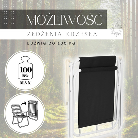 Krzesła na plaże 2 szt. wędkarskie składane krzesełka kempingowe czarne