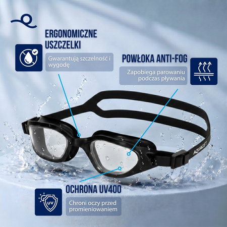 Okularki pływackie Anti-fog okulary do pływania UV na basen zestaw z zatyczkami
