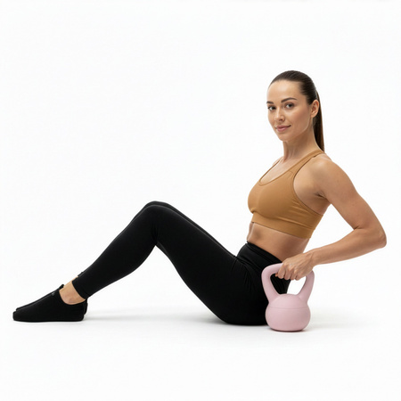 Kettlebell miękki 4 kg ciężar do ćwiczeń, kula treningowa, fitness, jasnoróżowy