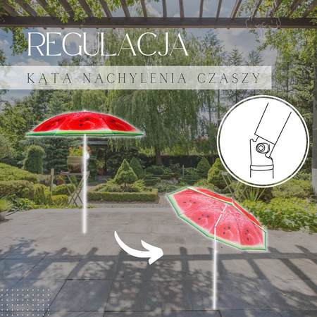 Parasol plażowy 180 cm parasol ogrodowy czerwono-zielony arbuz
