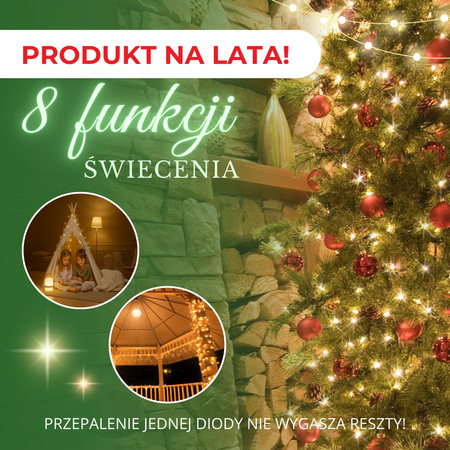 Lampki choinkowe 300 LED 15 m biały ciepły zewnętrzne oświetlenie świąteczne
